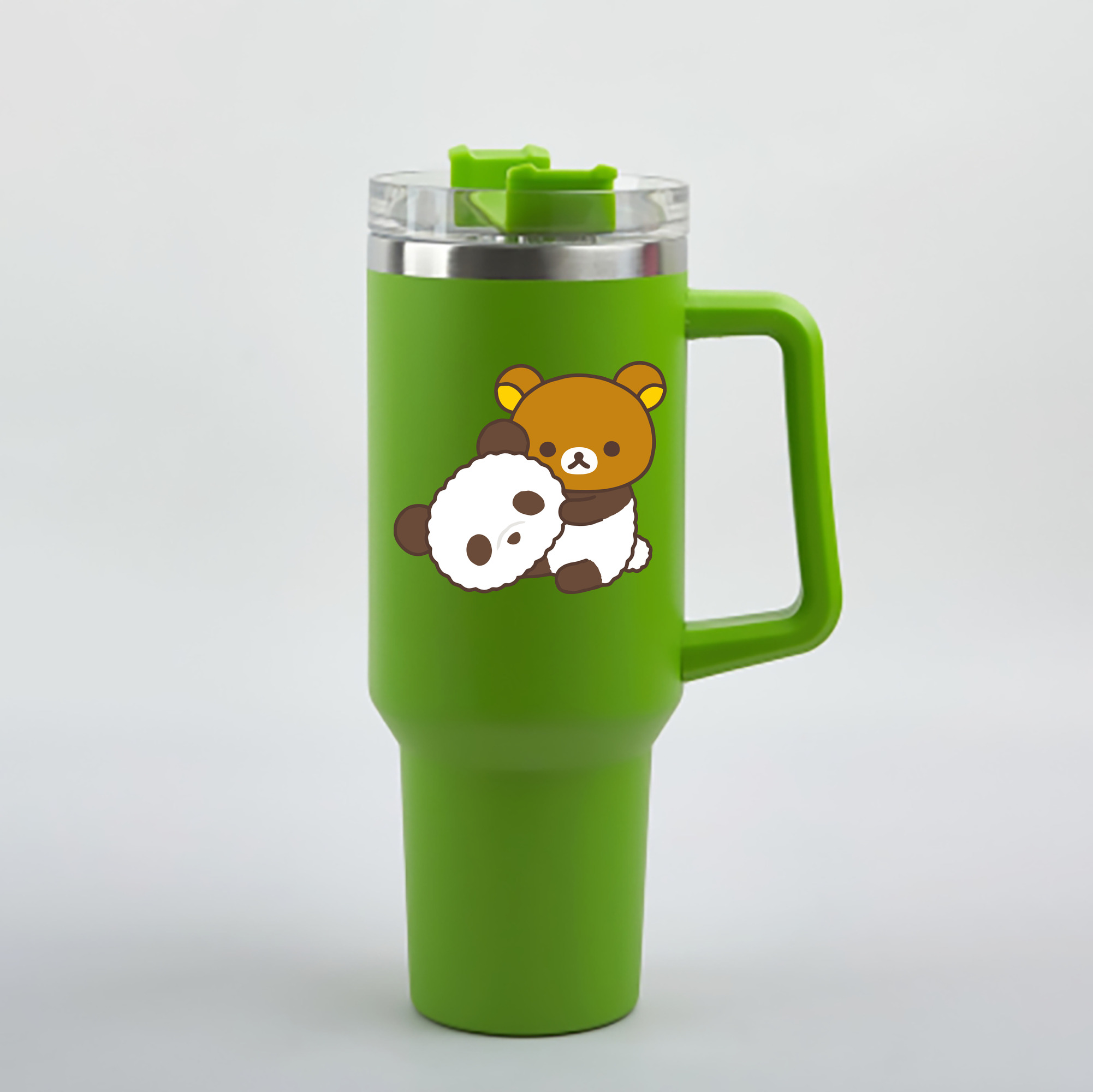 （画像用） リラックマ リラックマ キイロイトリ Rilakkuma Korilakkuma Kiiroitori 1200mL車用タンブラー - クリスタルステッカー（プラスチックストロー付き）